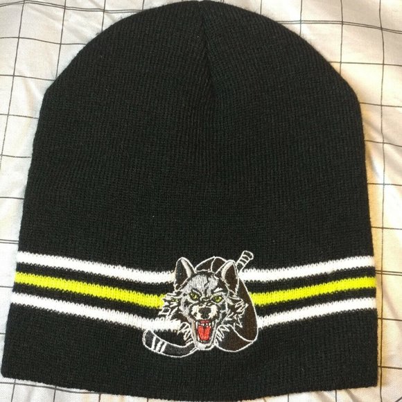 Chicago Wolves Hockey Hat Beanie Caps Black One Size - Picture 2 of 3